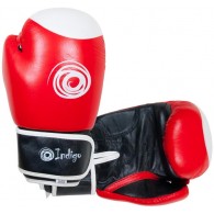 Перчатки боксёрские INDIGO натуральная кожа PS-789 10 унций Красно-черно-белый